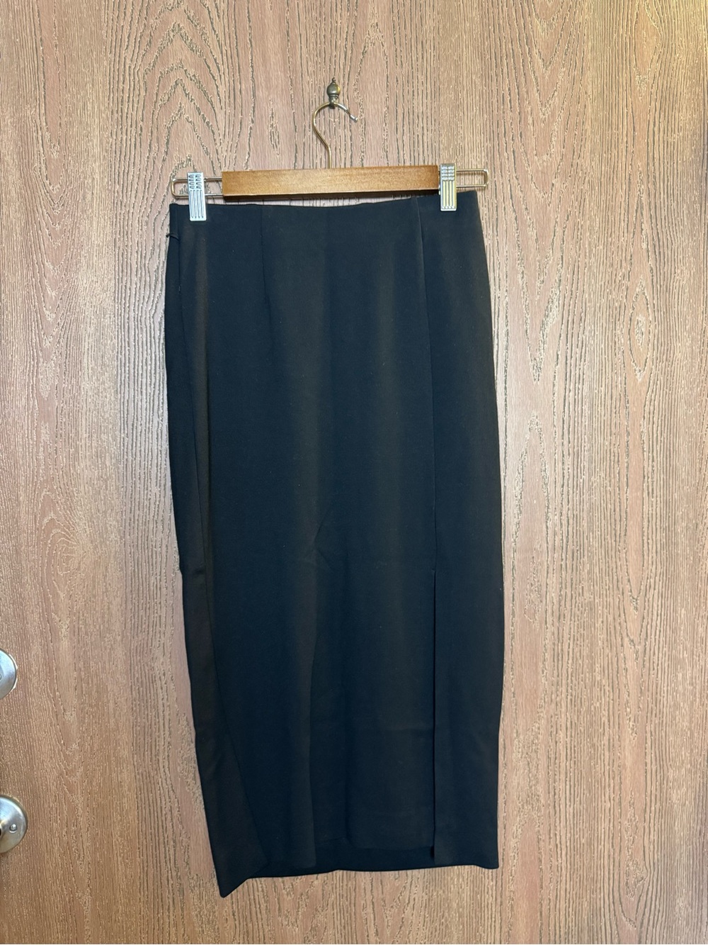 Laundry by Shelli Segal Women's Black Pencil Midi Skirt with Side Slit, Size 2